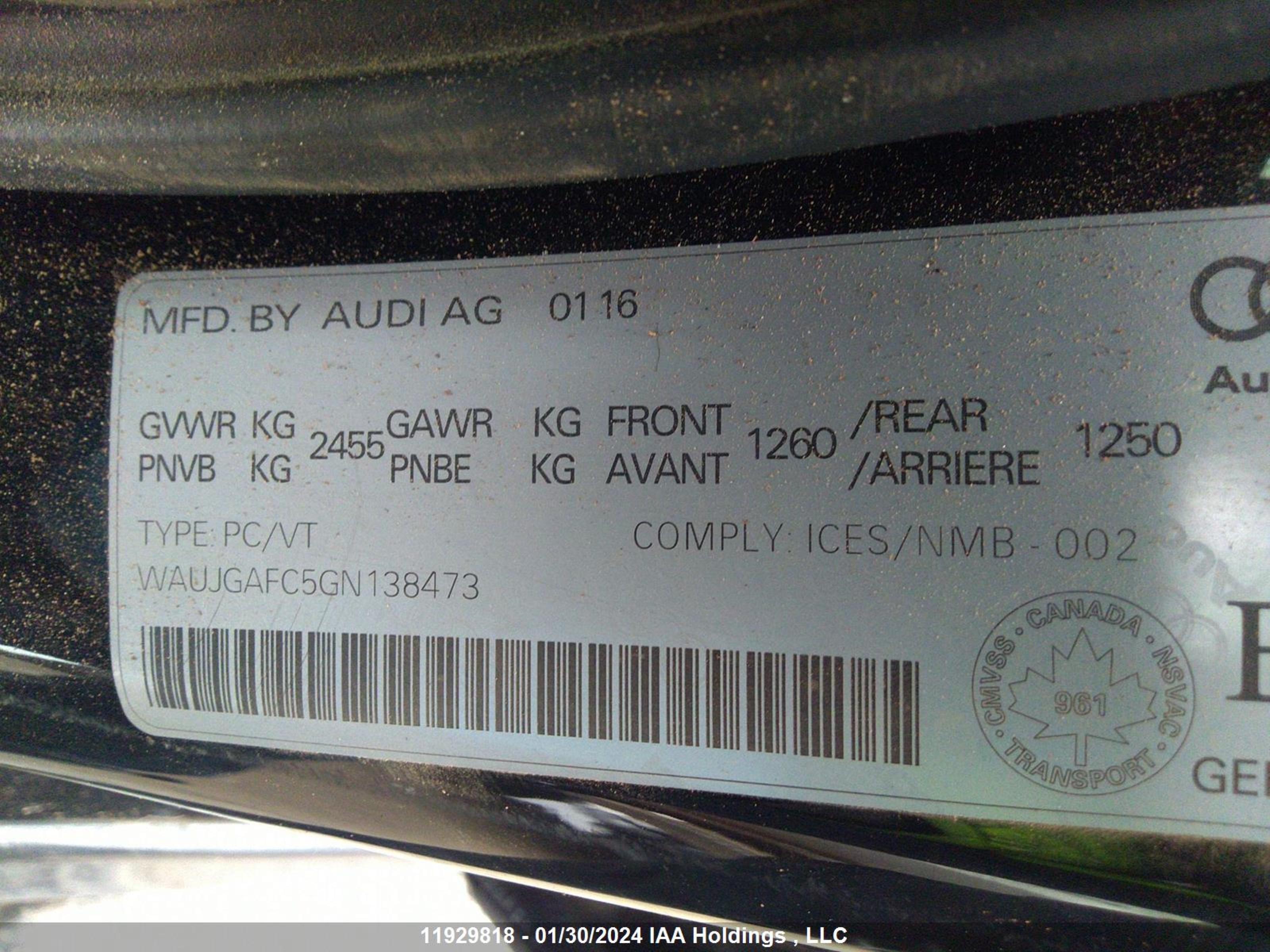 Photo 8 VIN: WAUJGAFC5GN138473 - AUDI A6 