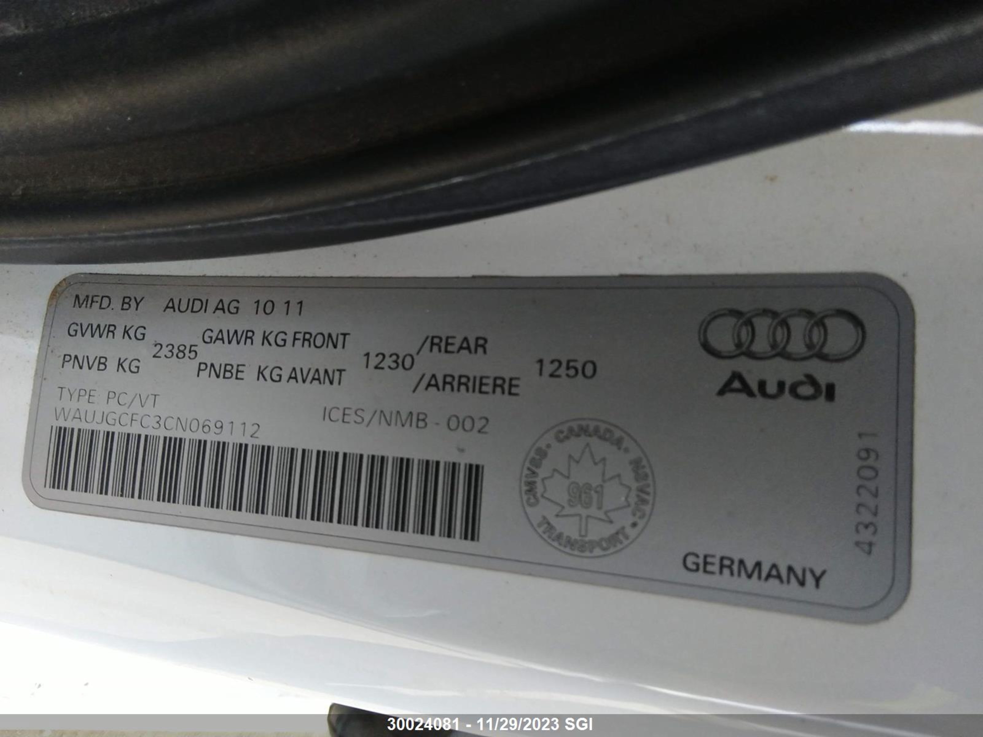 Photo 8 VIN: WAUJGCFC3CN069112 - AUDI A6 