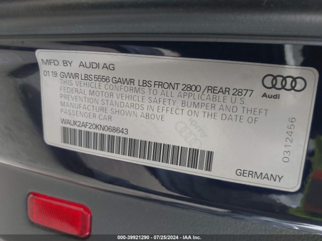 Photo 8 VIN: WAUK2AF20KN068643 - AUDI A6 