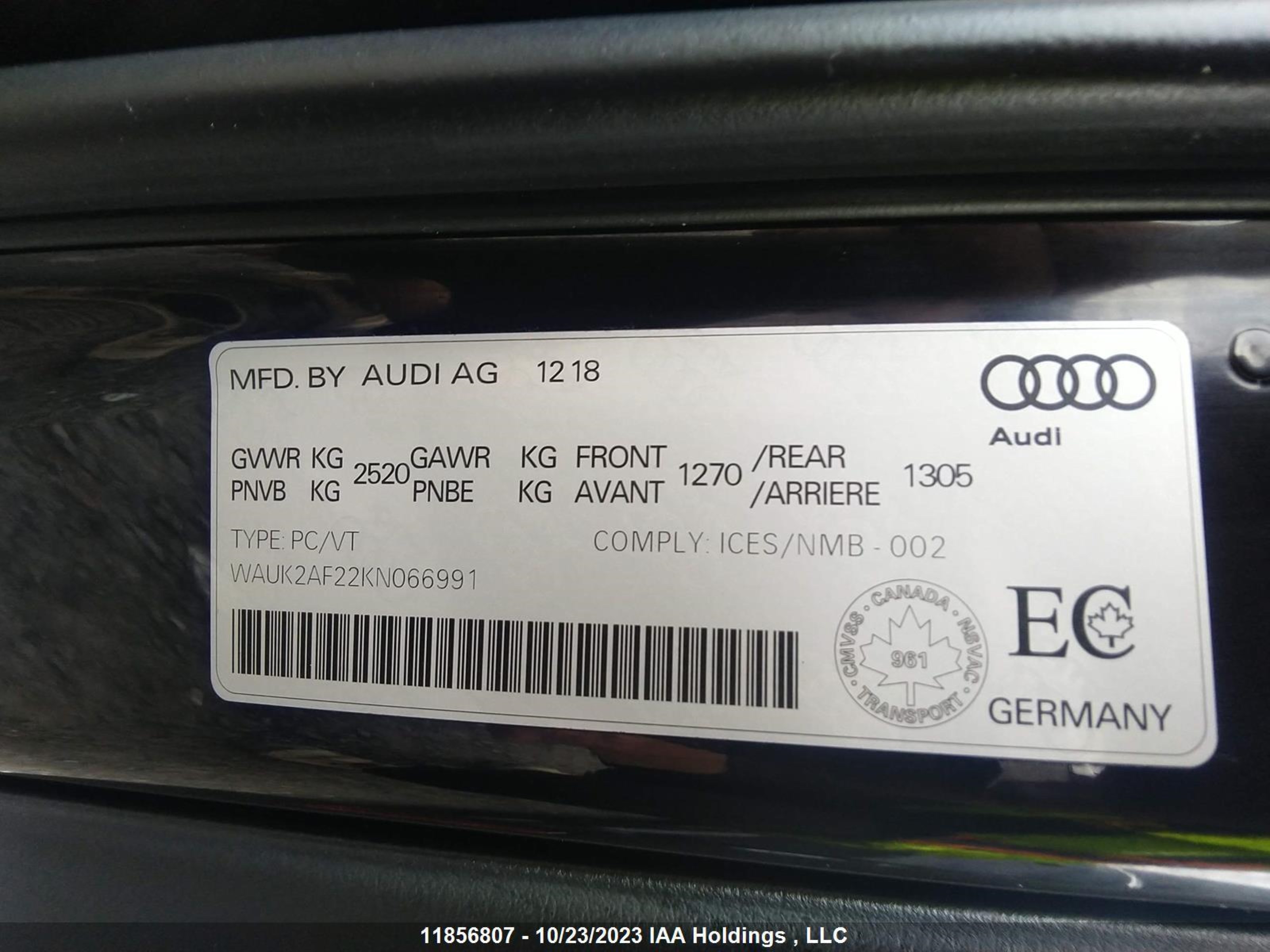 Photo 8 VIN: WAUK2AF22KN066991 - AUDI A6 