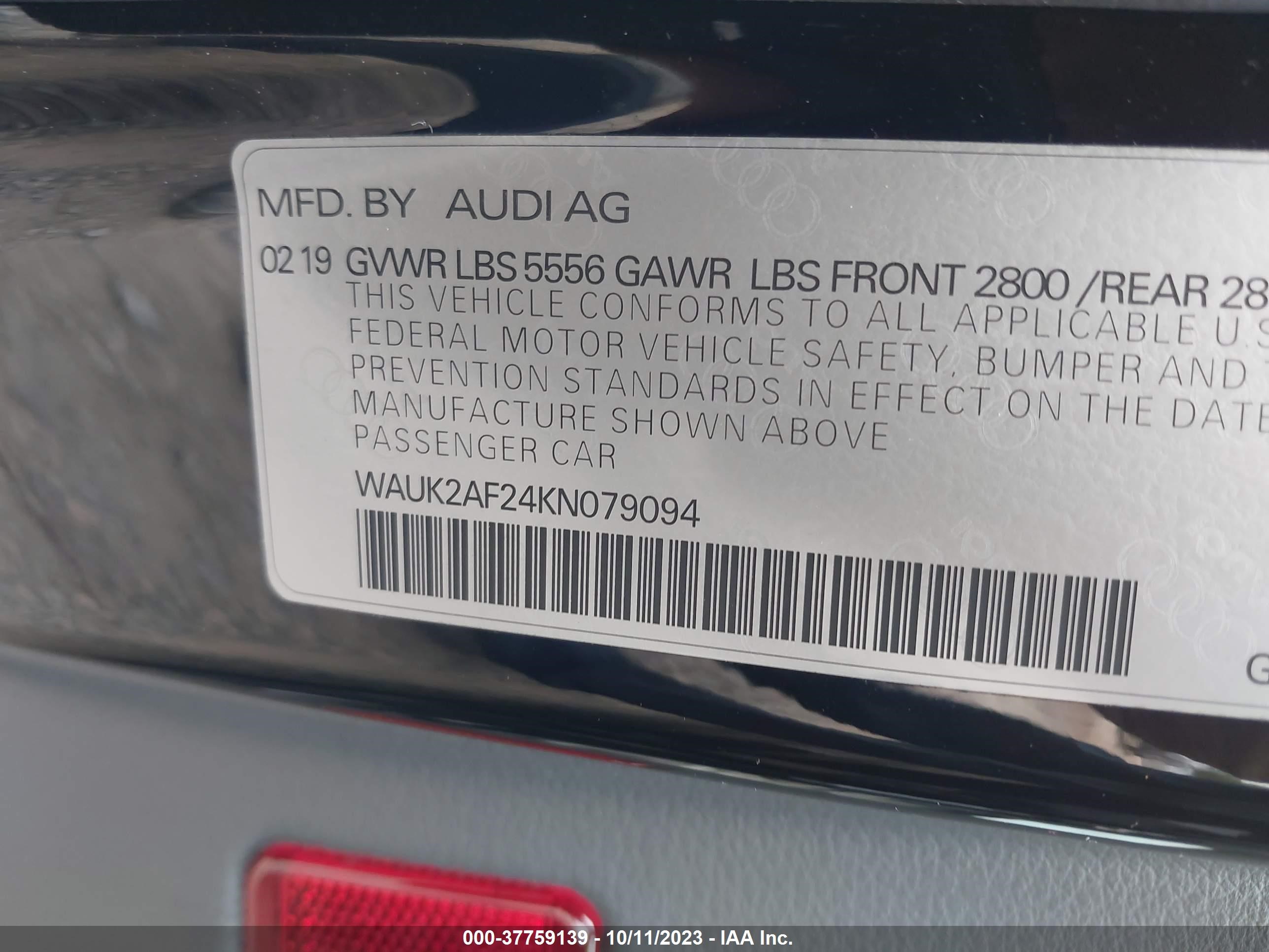 Photo 8 VIN: WAUK2AF24KN079094 - AUDI A6 