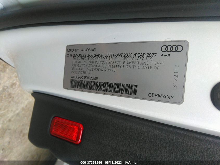 Photo 8 VIN: WAUK2AF29KN020509 - AUDI A6 