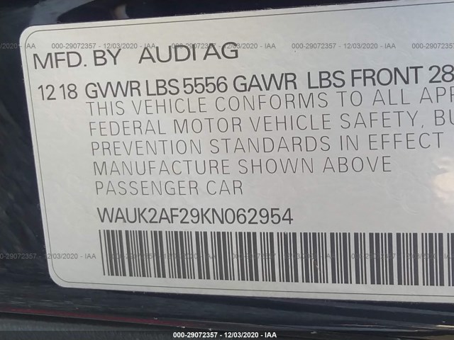 Photo 8 VIN: WAUK2AF29KN062954 - AUDI A6 