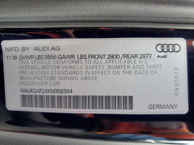 Photo 9 VIN: WAUK2AF2XKN058394 - AUDI A6 PREMIUM 