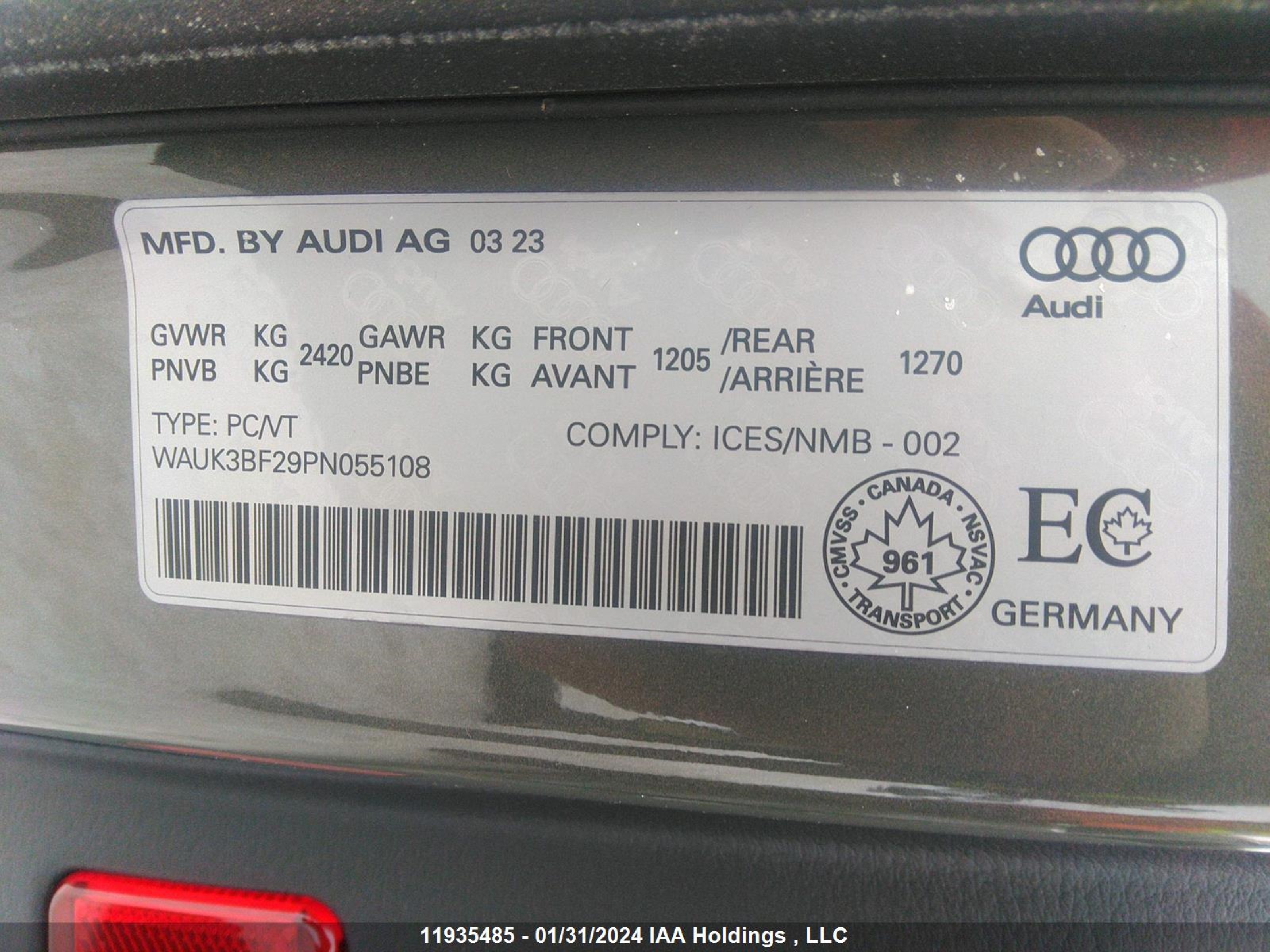 Photo 8 VIN: WAUK3BF29PN055108 - AUDI A6 