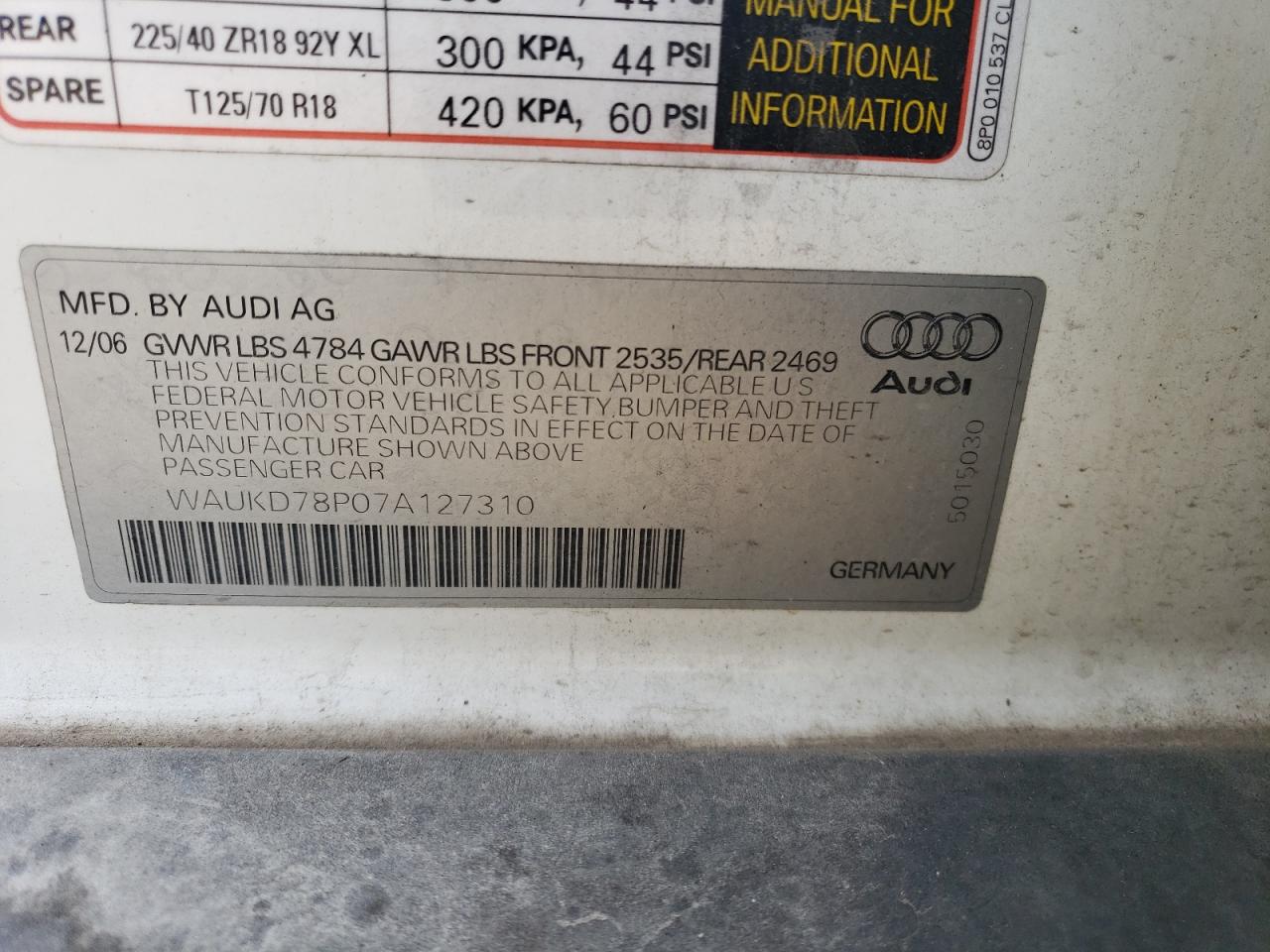 Photo 11 VIN: WAUKD78P07A127310 - AUDI A3 