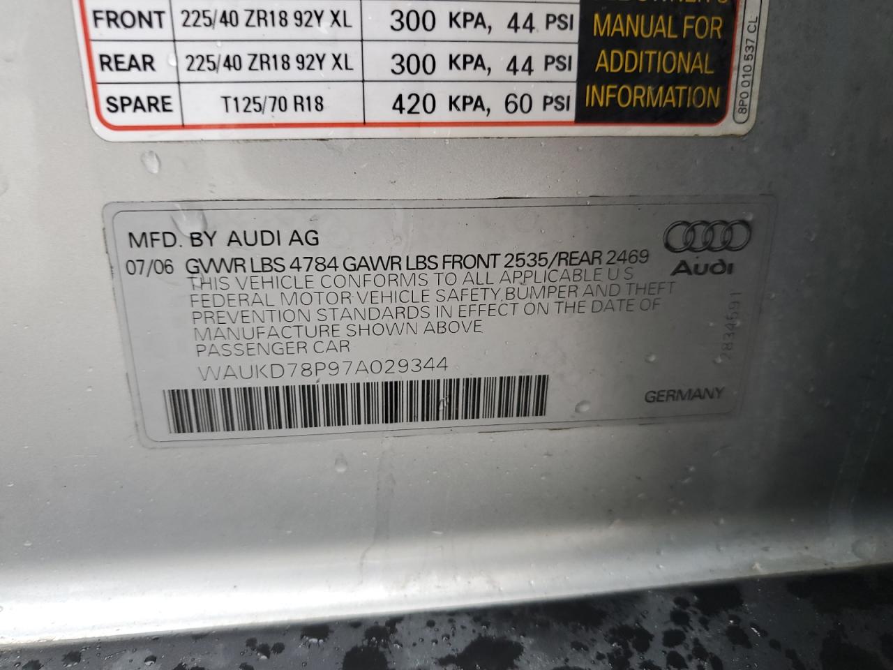 Photo 11 VIN: WAUKD78P97A029344 - AUDI A3 