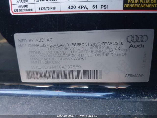 Photo 8 VIN: WAUKEAFM1CA037869 - AUDI A3 