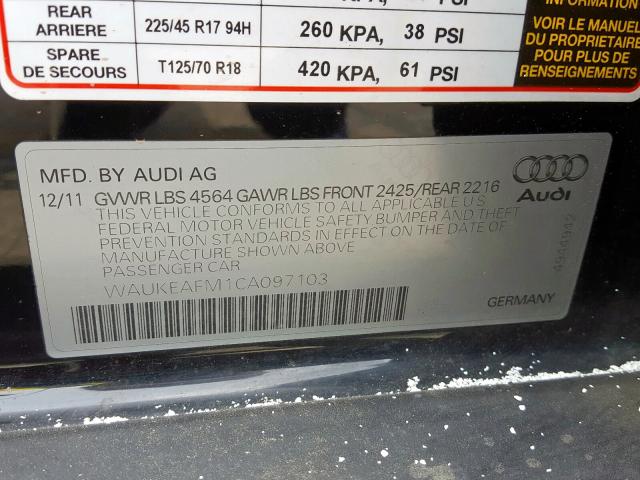 Photo 9 VIN: WAUKEAFM1CA097103 - AUDI A3 