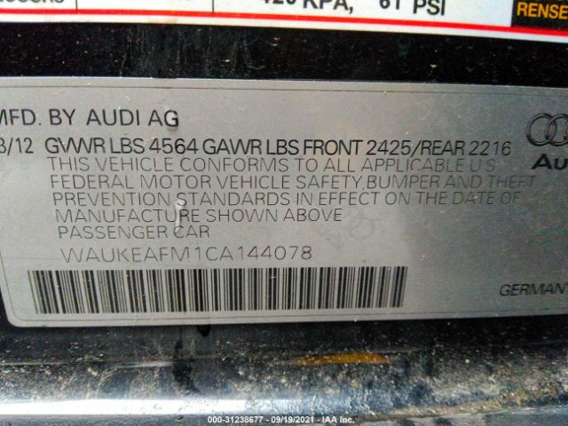 Photo 8 VIN: WAUKEAFM1CA144078 - AUDI A3 