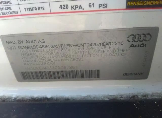 Photo 8 VIN: WAUKEAFM3CA067861 - AUDI A3 