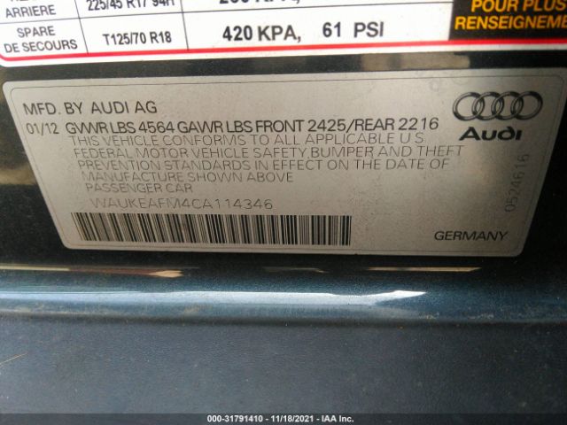 Photo 8 VIN: WAUKEAFM4CA114346 - AUDI A3 