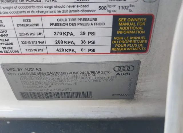 Photo 8 VIN: WAUKEAFM9CA062972 - AUDI A3 