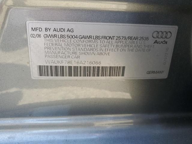 Photo 11 VIN: WAUKF78E16A216066 - AUDI A4 