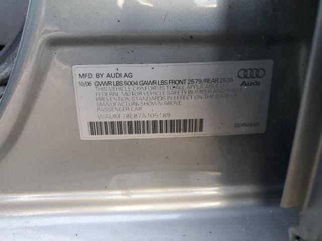 Photo 11 VIN: WAUKF78E87A105189 - AUDI A4 