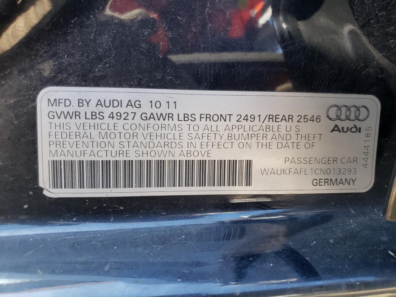 Photo 11 VIN: WAUKFAFL1CN013293 - AUDI A4 