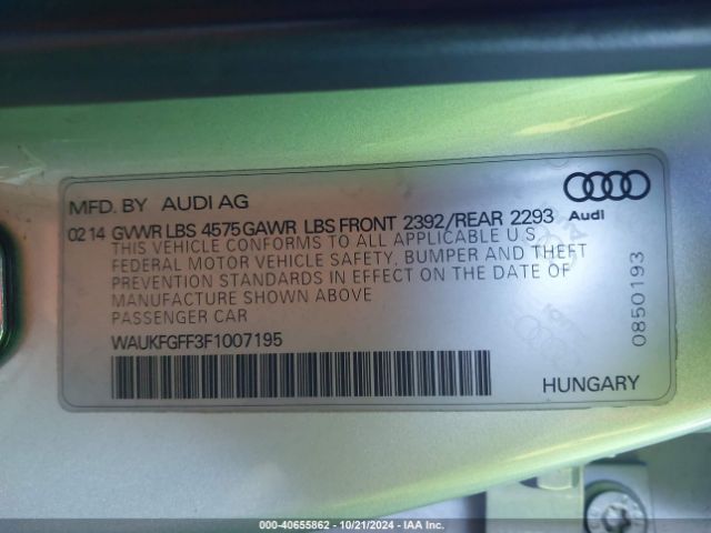 Photo 8 VIN: WAUKFGFF3F1007195 - AUDI A3 