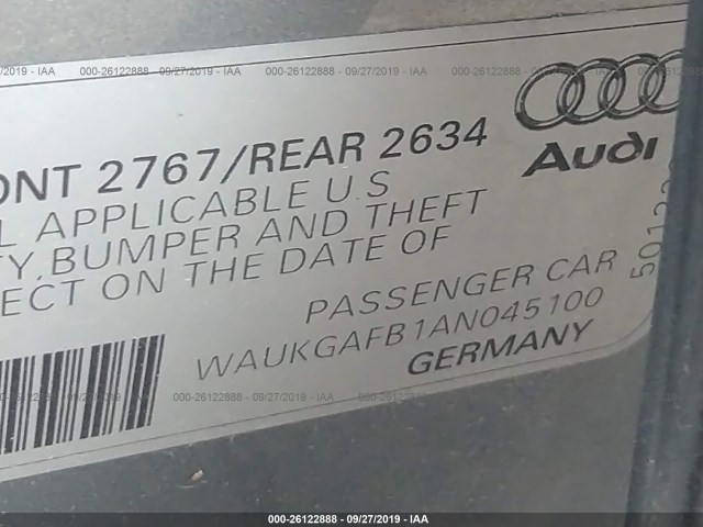 Photo 8 VIN: WAUKGAFB1AN045100 - AUDI A6 