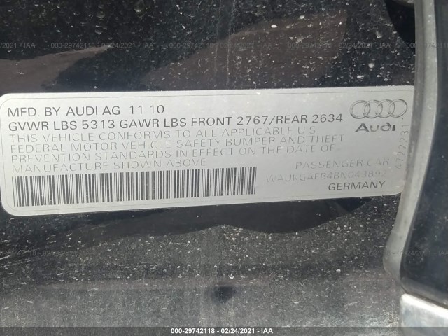 Photo 8 VIN: WAUKGAFB4BN043892 - AUDI A6 