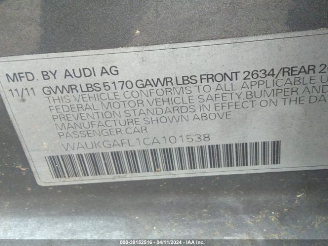 Photo 8 VIN: WAUKGAFL1CA101538 - AUDI S4 