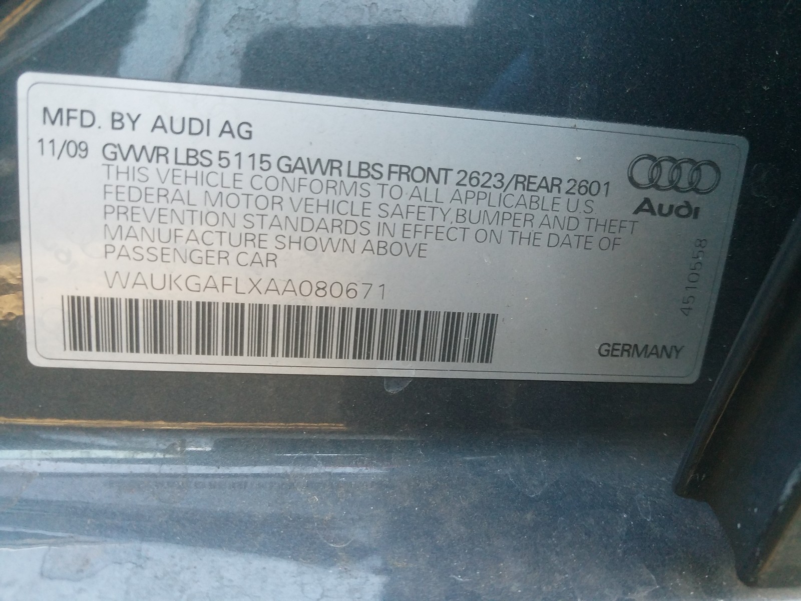 Photo 9 VIN: WAUKGAFLXAA080671 - AUDI S4 PRESTIG 