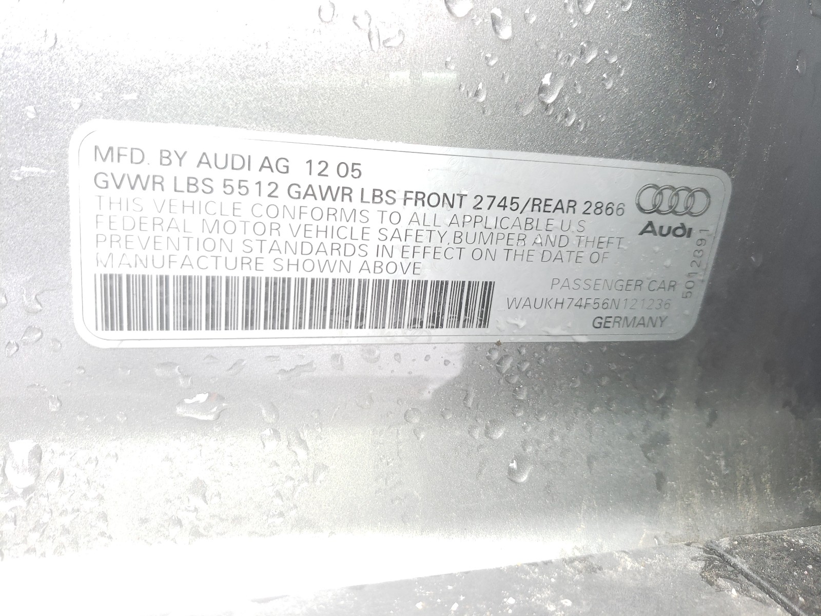 Photo 9 VIN: WAUKH74F56N121236 - AUDI A6 AVANT Q 