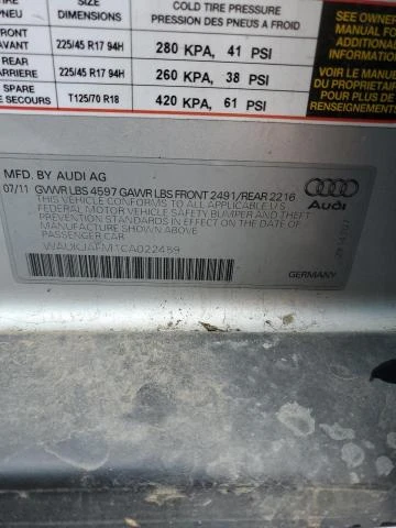 Photo 11 VIN: WAUKJAFM1CA022459 - AUDI A3 PREMIUM 