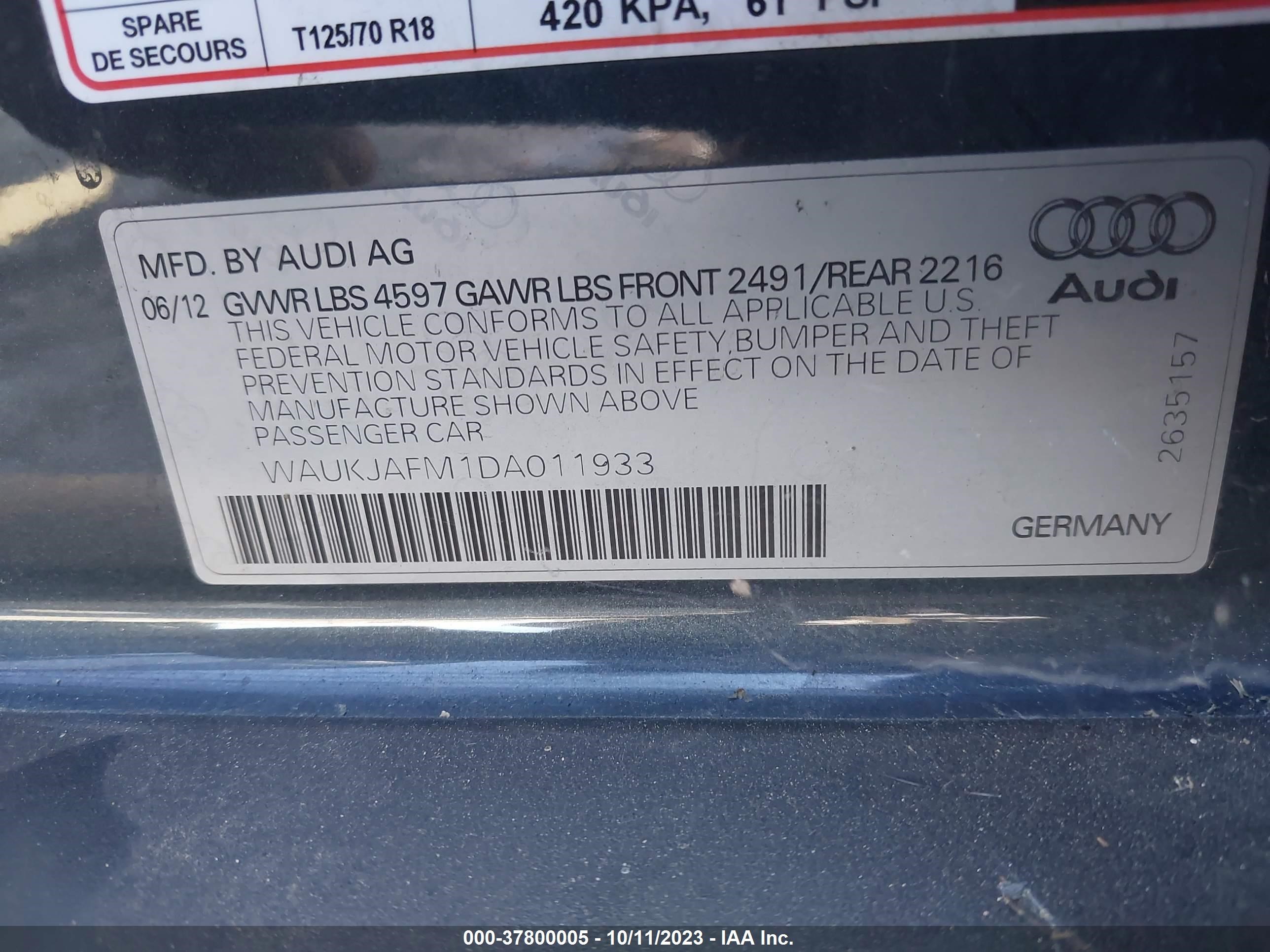 Photo 8 VIN: WAUKJAFM1DA011933 - AUDI A3 