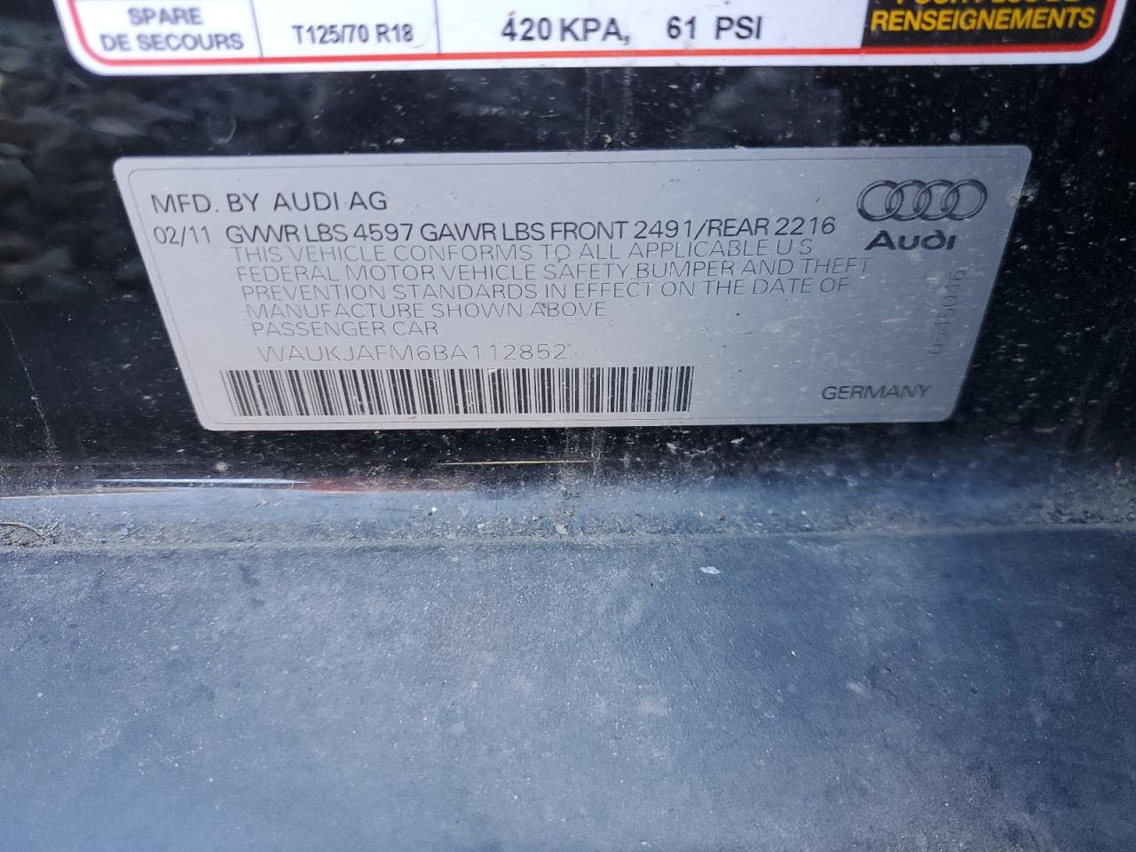 Photo 11 VIN: WAUKJAFM6BA112852 - AUDI A3 