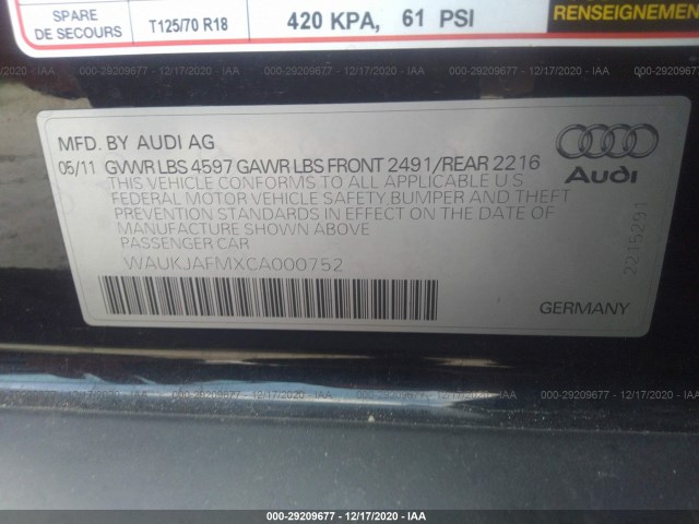 Photo 8 VIN: WAUKJAFMXCA000752 - AUDI A3 