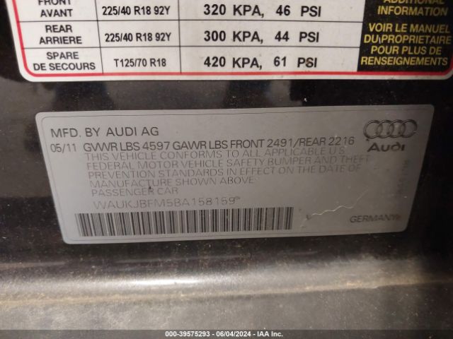 Photo 8 VIN: WAUKJBFM5BA158159 - AUDI A3 