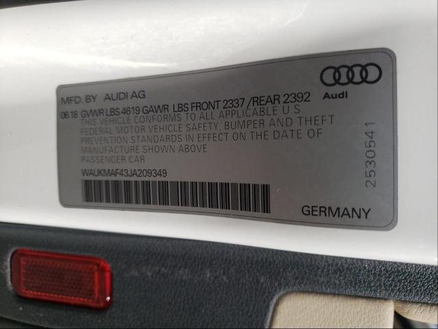 Photo 9 VIN: WAUKMAF43JA209349 - AUDI A4 PREMIUM 