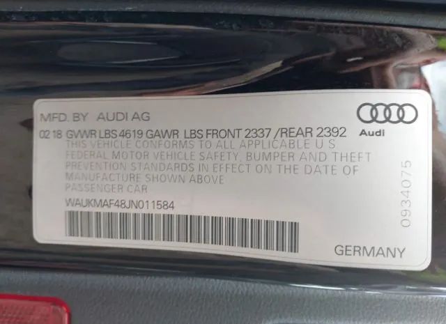 Photo 8 VIN: WAUKMAF48JN011584 - AUDI A4 