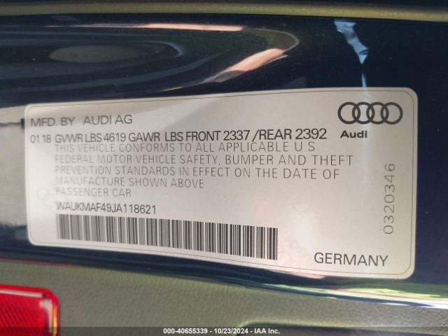 Photo 8 VIN: WAUKMAF49JA118621 - AUDI A4 