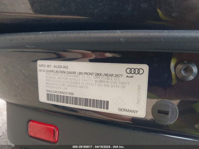 Photo 8 VIN: WAUL2AF20KN031998 - AUDI A6 