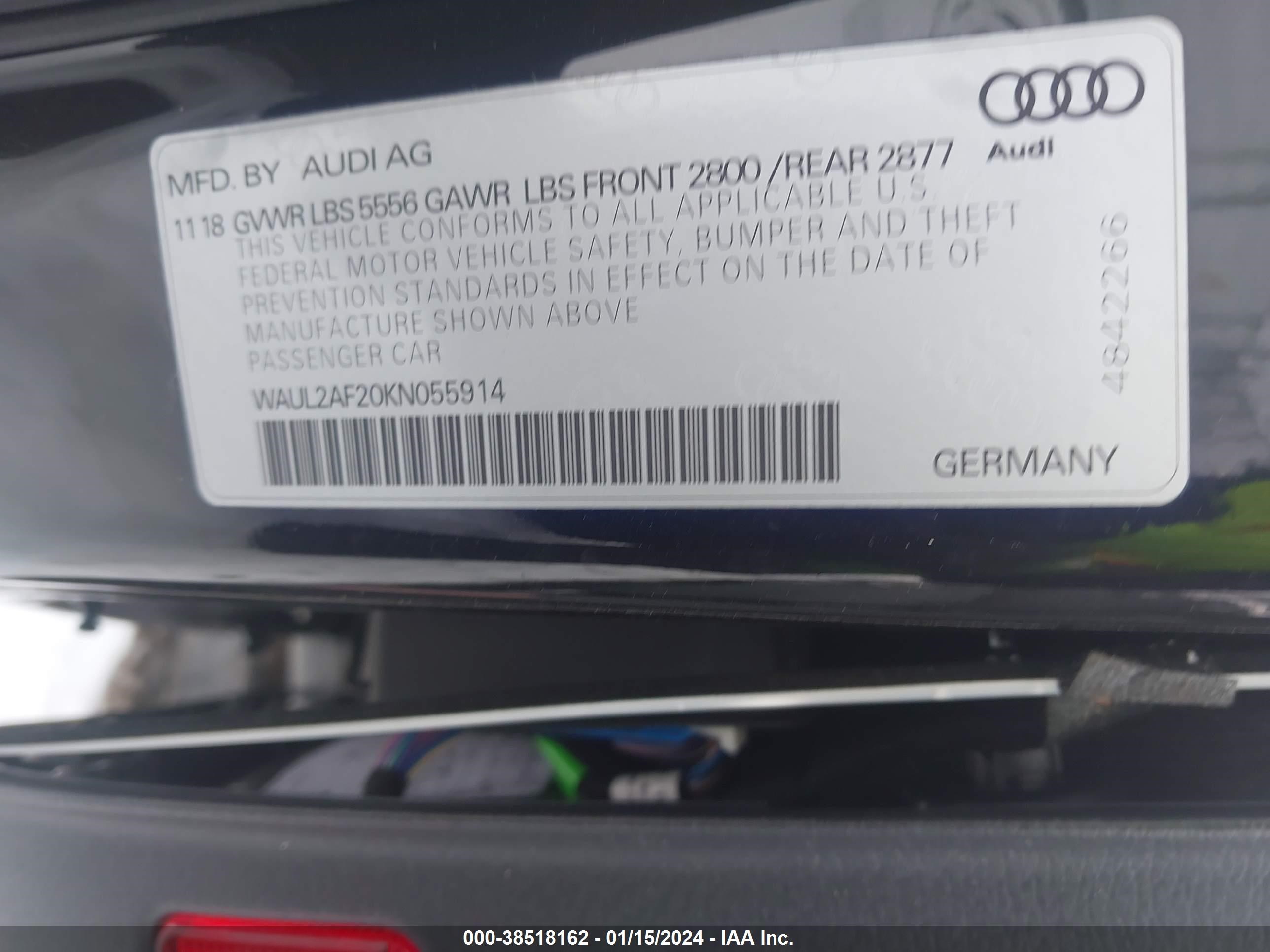 Photo 8 VIN: WAUL2AF20KN055914 - AUDI A6 