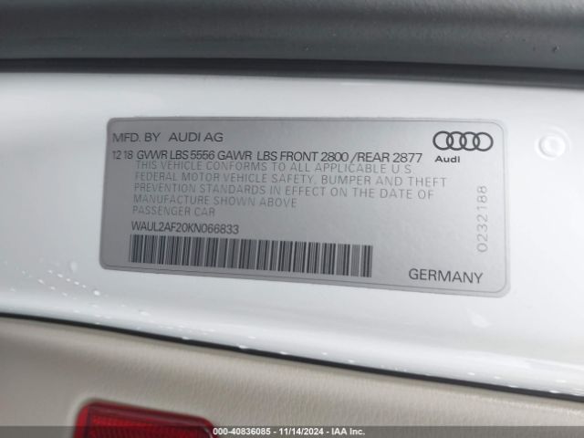 Photo 8 VIN: WAUL2AF20KN066833 - AUDI A6 