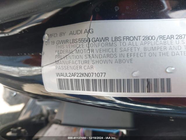 Photo 8 VIN: WAUL2AF22KN071077 - AUDI A6 