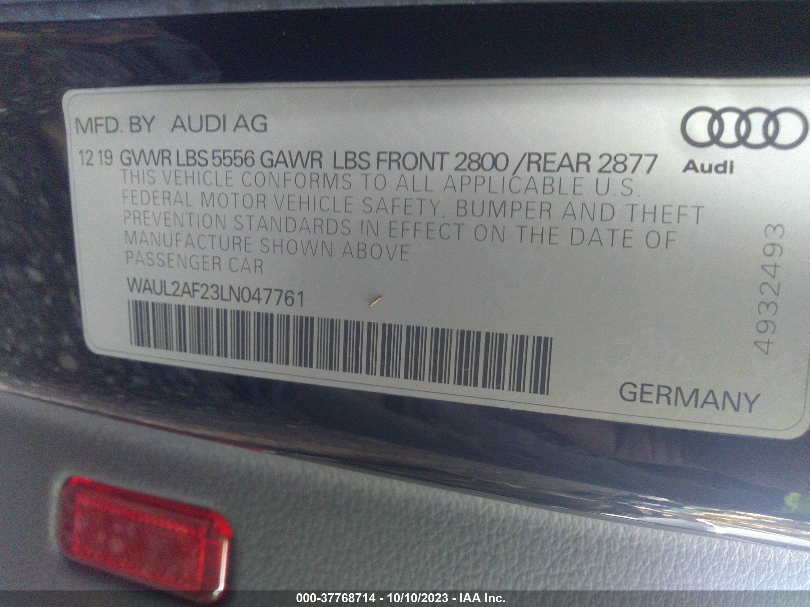 Photo 8 VIN: WAUL2AF23LN047761 - AUDI A6 