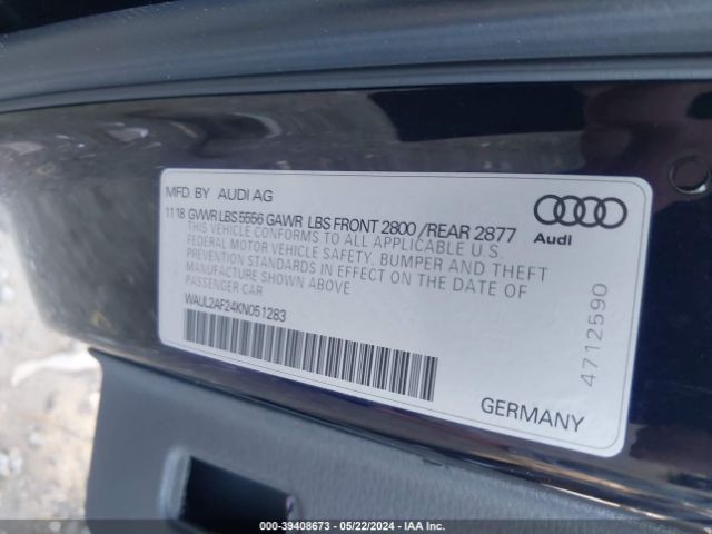 Photo 8 VIN: WAUL2AF24KN051283 - AUDI A6 