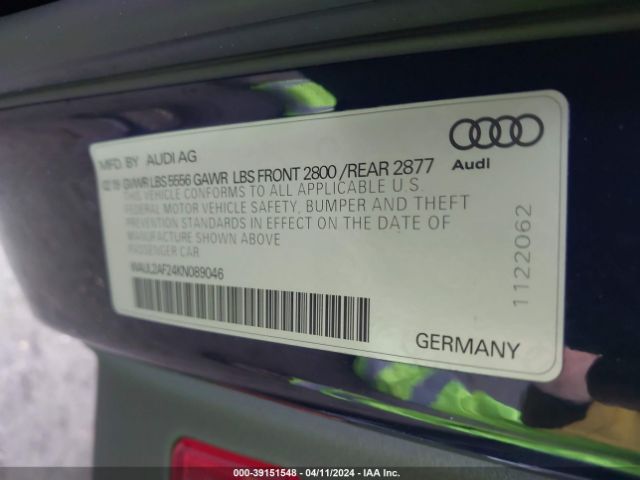 Photo 8 VIN: WAUL2AF24KN089046 - AUDI A6 