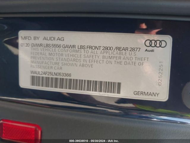 Photo 8 VIN: WAUL2AF25LN053366 - AUDI A6 