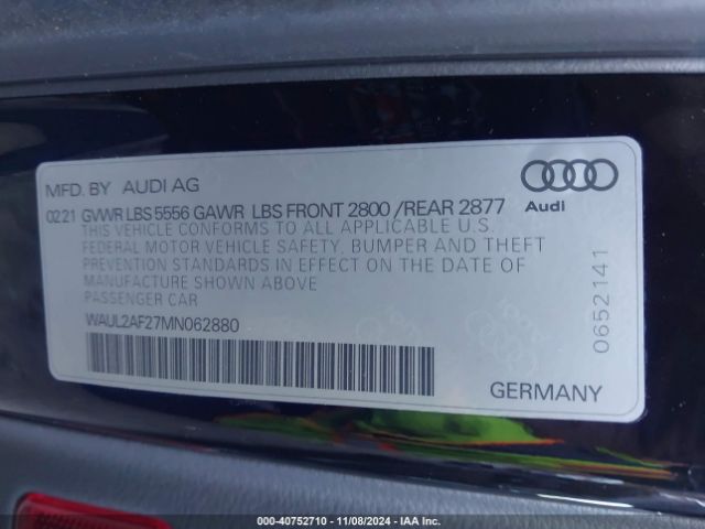 Photo 8 VIN: WAUL2AF27MN062880 - AUDI A6 