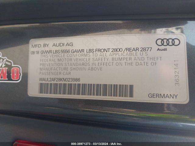 Photo 8 VIN: WAUL2AF28KN023986 - AUDI A6 