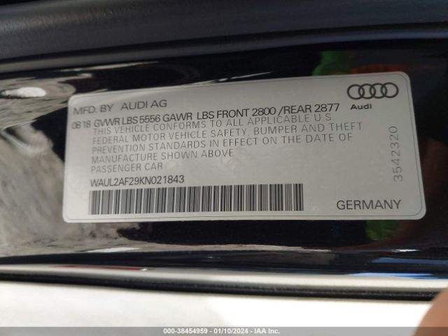 Photo 8 VIN: WAUL2AF29KN021843 - AUDI A6 