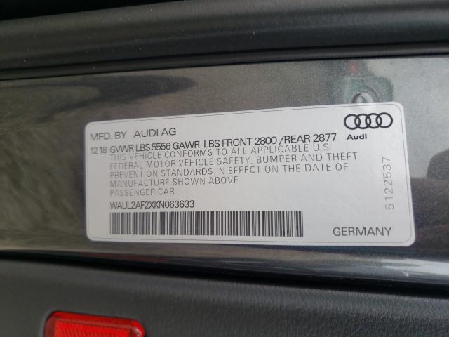 Photo 9 VIN: WAUL2AF2XKN063633 - AUDI A6 PREMIUM 