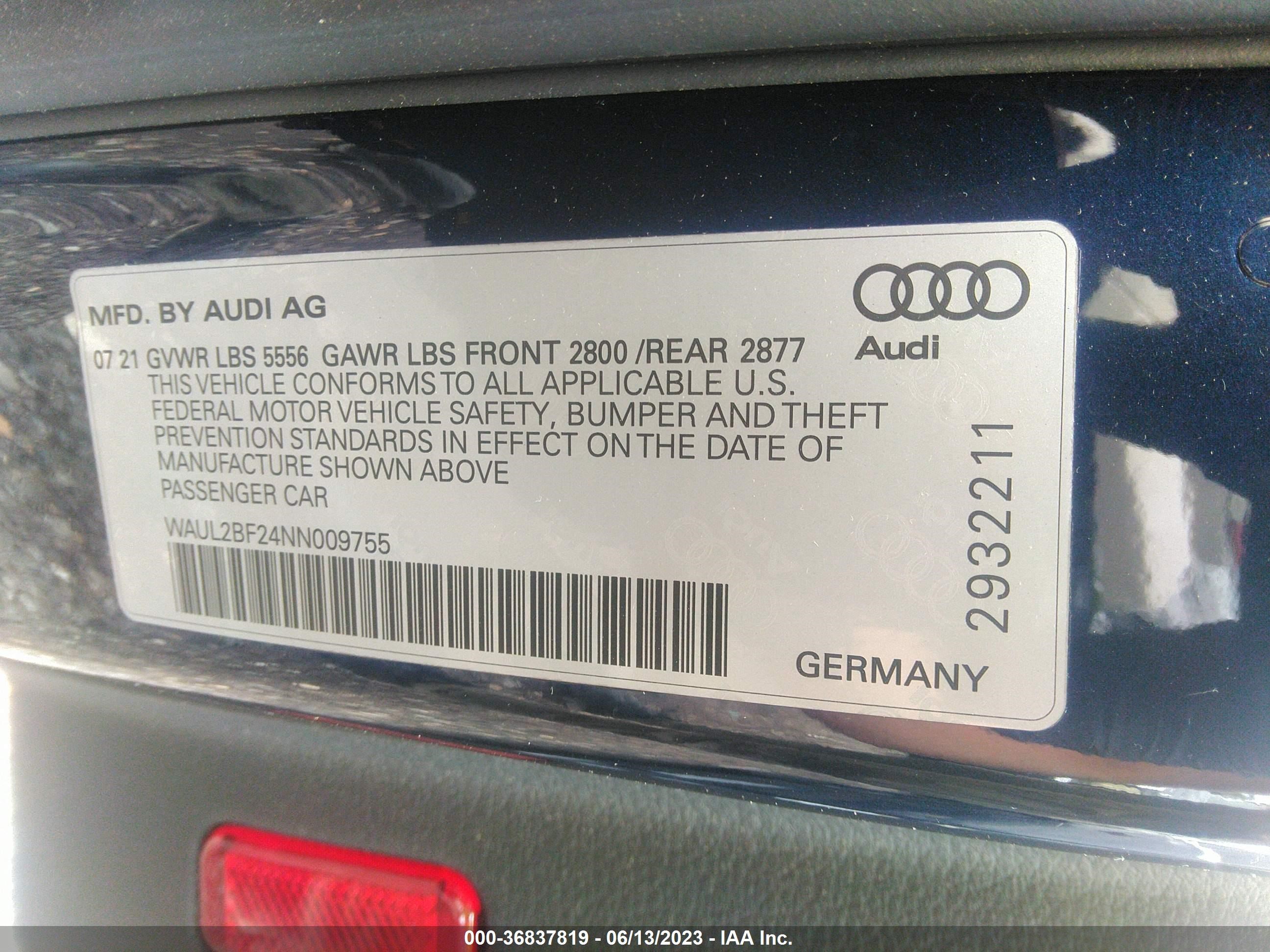 Photo 8 VIN: WAUL2BF24NN009755 - AUDI A6 