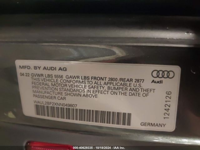 Photo 8 VIN: WAUL2BF2XNN049807 - AUDI A6 