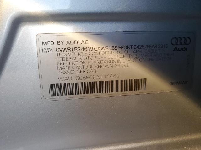 Photo 12 VIN: WAULC68E05A114442 - AUDI A4 1.8T QU 