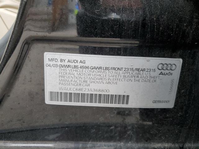 Photo 11 VIN: WAULC68E23A368800 - AUDI A4 